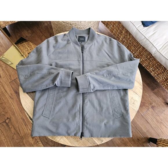 Vince Men's Linen Blend Blomber Jacket Size L Green Military Preppy - Picture 2 of 12